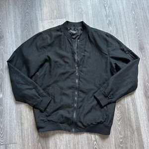 Men's Pull&Bear Black Bomber Jacket Size L